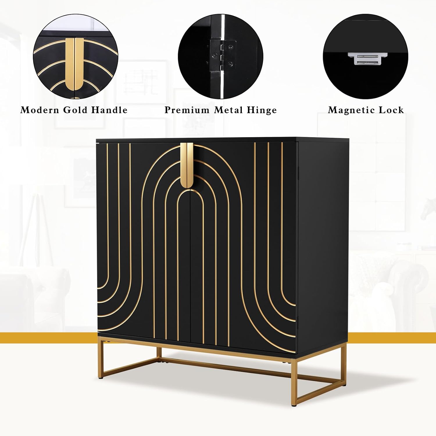HLR® Accent Wood Grain Cabinet with 2 Doors, Storage Cabinet Sideboard