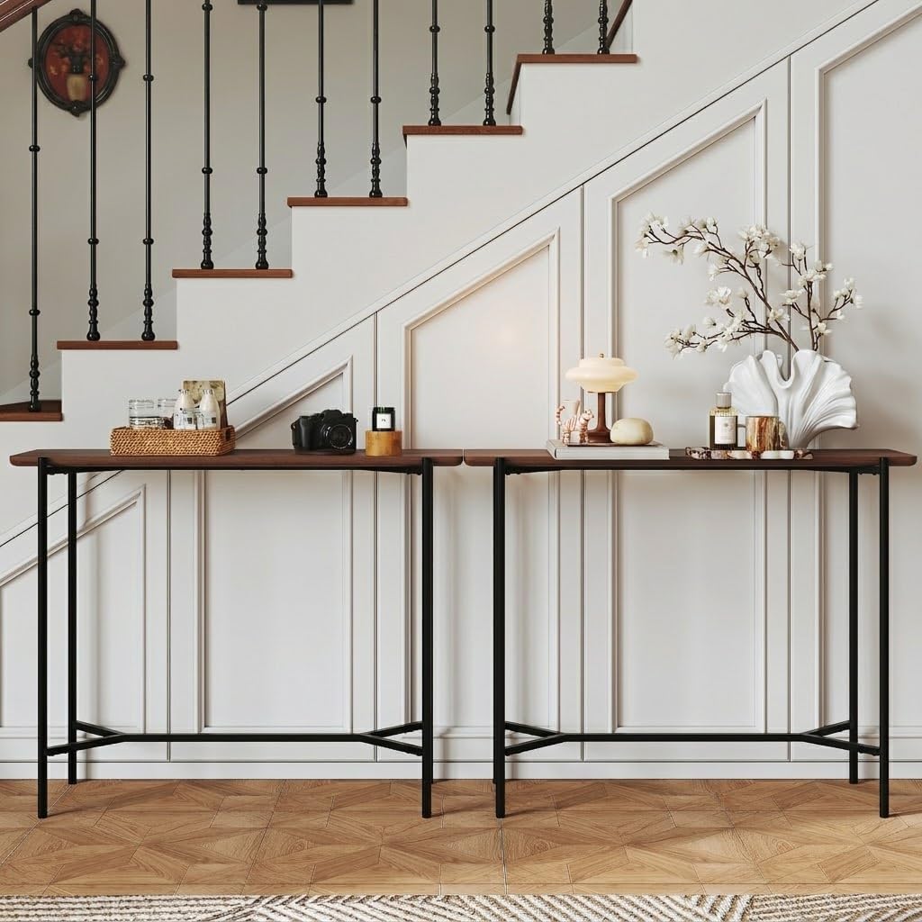 HLR Console Table Set of 2, Narrow Simple Slim Entryway Table, 2-Pack