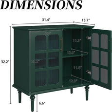 Buffet vintage HLR® avec 2 portes en verre à treillis, meuble d'appoint en bois 