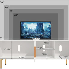 HLR® 66'' Modern TV Stand for 55/60/70 inch TV,Mid Century Entertainment Center