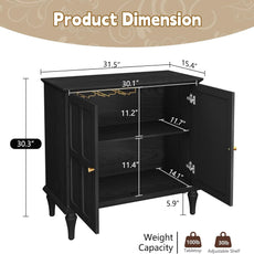 HLR® Black Sideboard Buffet Cabinet with Storage, Mid-Century Modern Storage Cabinet