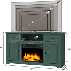HLR® Fireplace TV Stand for TV up to 65'', Consoles Cabinet with Adjustable Shelves