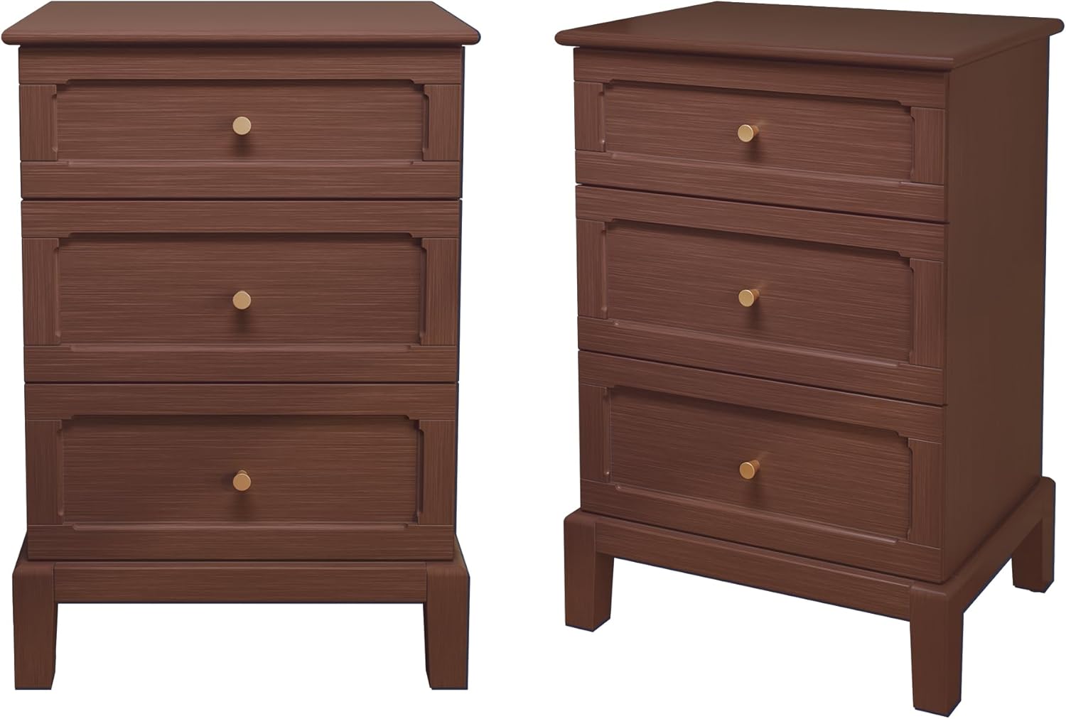 HLR® 20'' Wide 3 Drawers Vintage Nightstands Set of 2, Wood Bedside Tables