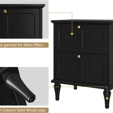 HLR® Mid-Century Modern Nightstand Set of 2, with Storage Drawers and Solid Wood Legs