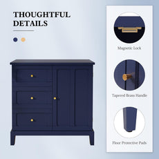 Armoire d'appoint HLR® avec 3 tiroirs et porte, armoire de rangement en bois avec étagères 