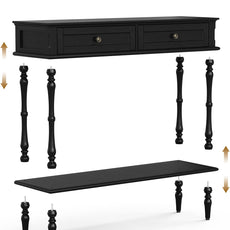 (Newest) HLR® Console Table for Entryway with 2 Drawers-Minimal Assembly,Black Retro Entryway Table