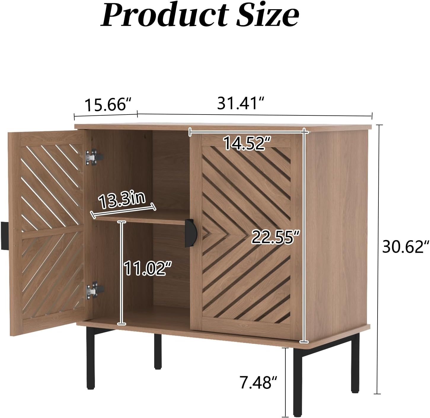 HLR® Sideboard Storage Cabinet with 2/4 Hollow Doors, Modern Accent Buffet Cabinet