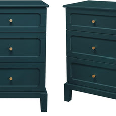 HLR® 20'' Wide 3 Drawers Vintage Nightstands Set of 2, Wood Bedside Tables