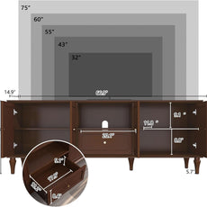 HLR® 66'' Mid-Century Modern TV Stand with Storage Drawer and Doors, Long TV Stand