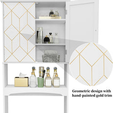 HLR® Over The Toilet Storage Cabinet with Gold Trim, Modern Bathroom Cabinet Over Toilet