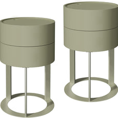 HLR® Round Side Table with Hidden Storage Drawers, Modern Nightstand with Swivel Drawer,