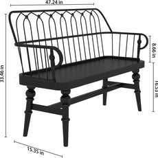 HLR® Entryway Bench, Spindle Back Wooden Dinning Bench, Farmhouse Foyer Bench