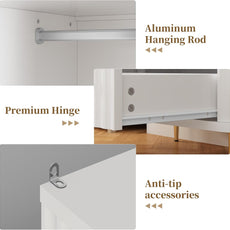 HLR® Armoire Wardrobe Closet with 2 Doors and 2 Drawers, 71'' Tall Modern Wardrobe Storage Cabinet