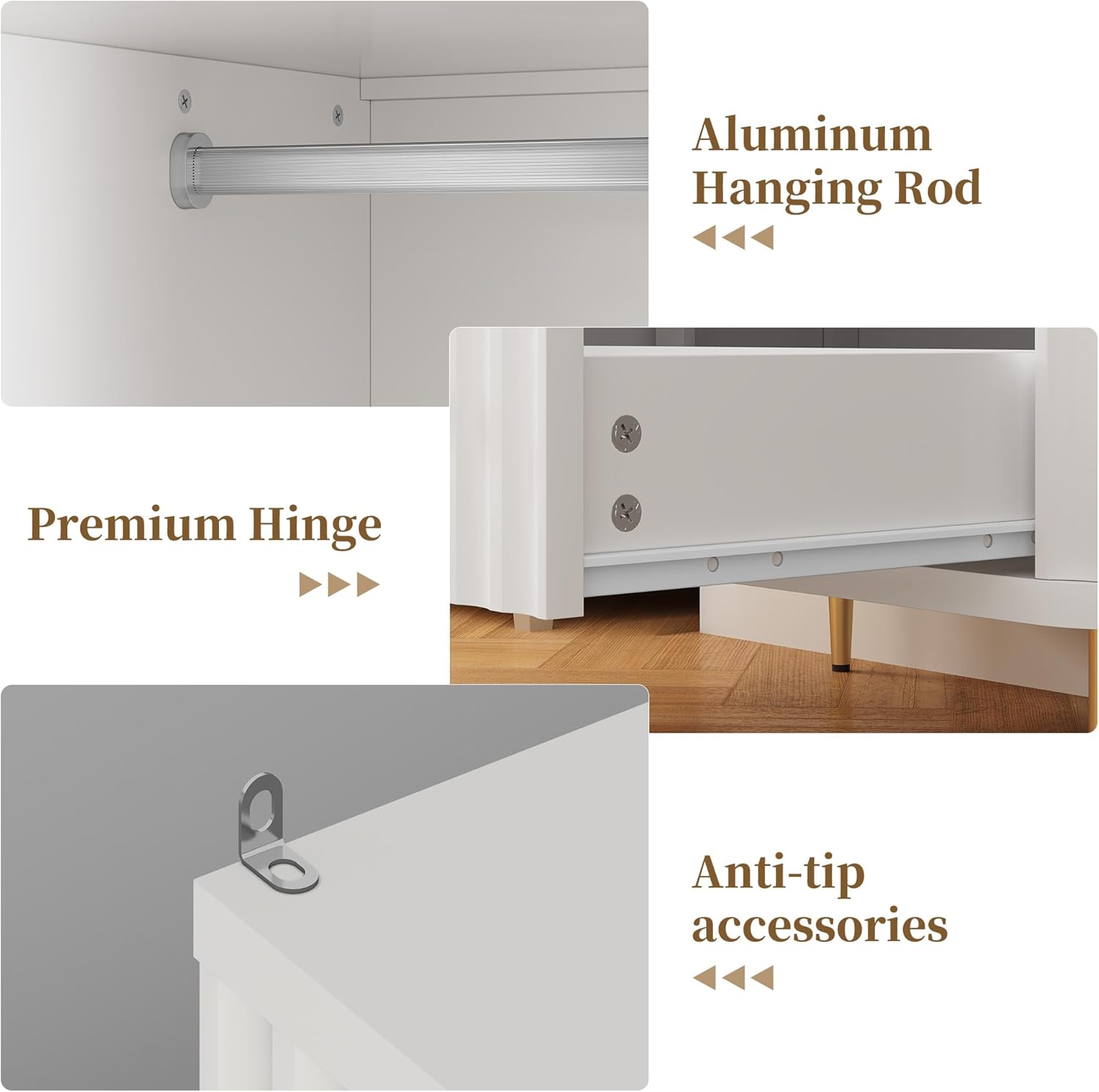 HLR® Armoire Wardrobe Closet with 2 Doors and 2 Drawers, 71'' Tall Modern Wardrobe Storage Cabinet