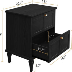 HLR® Mid-Century Modern Nightstand Set of 2, with Storage Drawers and Solid Wood Legs