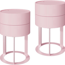 HLR® Round Side Table with Hidden Storage Drawers, Modern Nightstand with Swivel Drawer,
