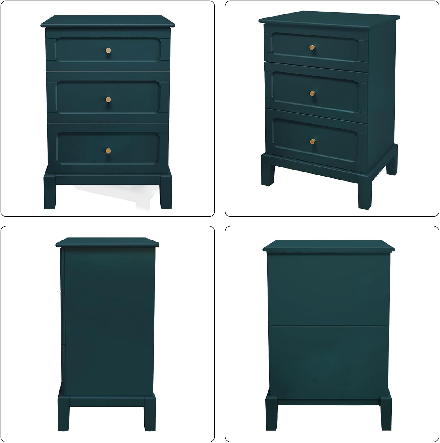 HLR® 20'' Wide 3 Drawers Vintage Nightstands Set of 2, Wood Bedside Tables