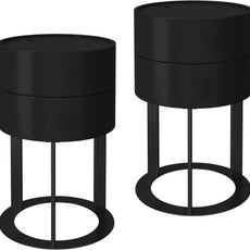 HLR® Round Side Table with Hidden Storage Drawers, Modern Nightstand with Swivel Drawer,
