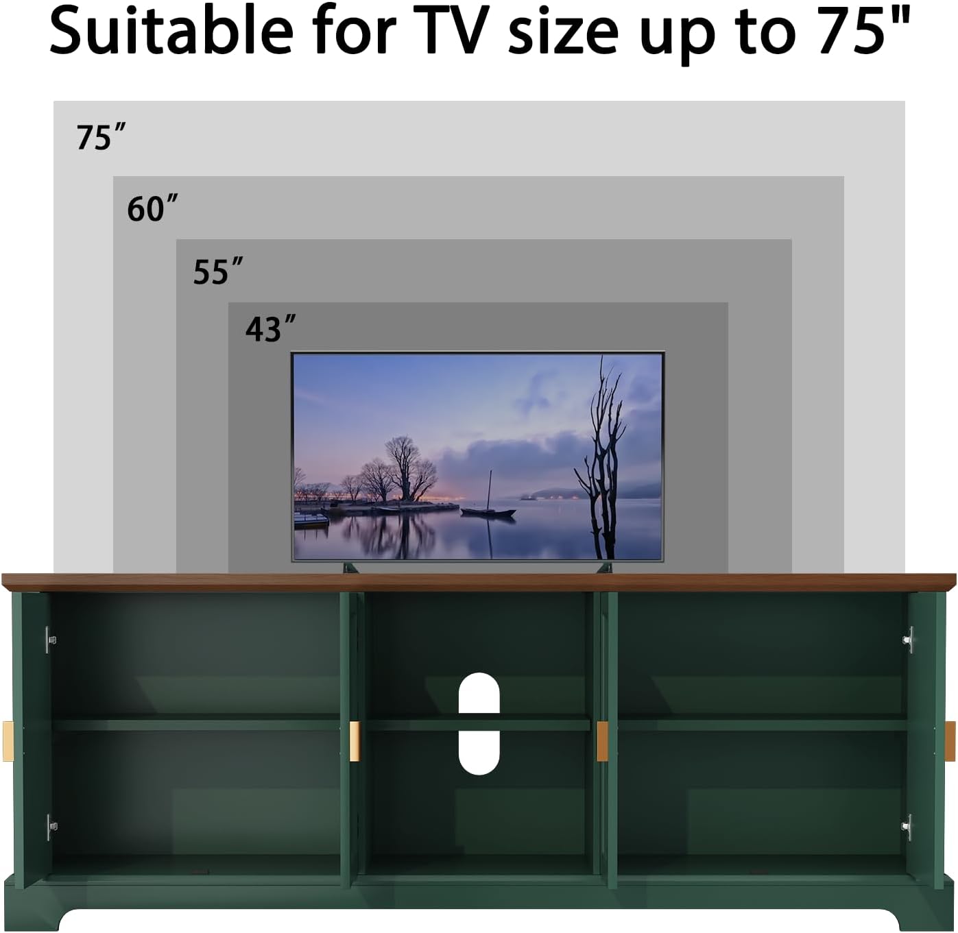 HLR® 67” Modern TV Stand for TVs up to 75+ inch, Shaker Style Television Console Table