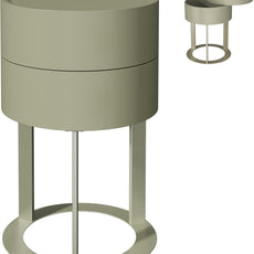 HLR® Round Side Table with Hidden Storage Drawers, Modern Nightstand with Swivel Drawer,