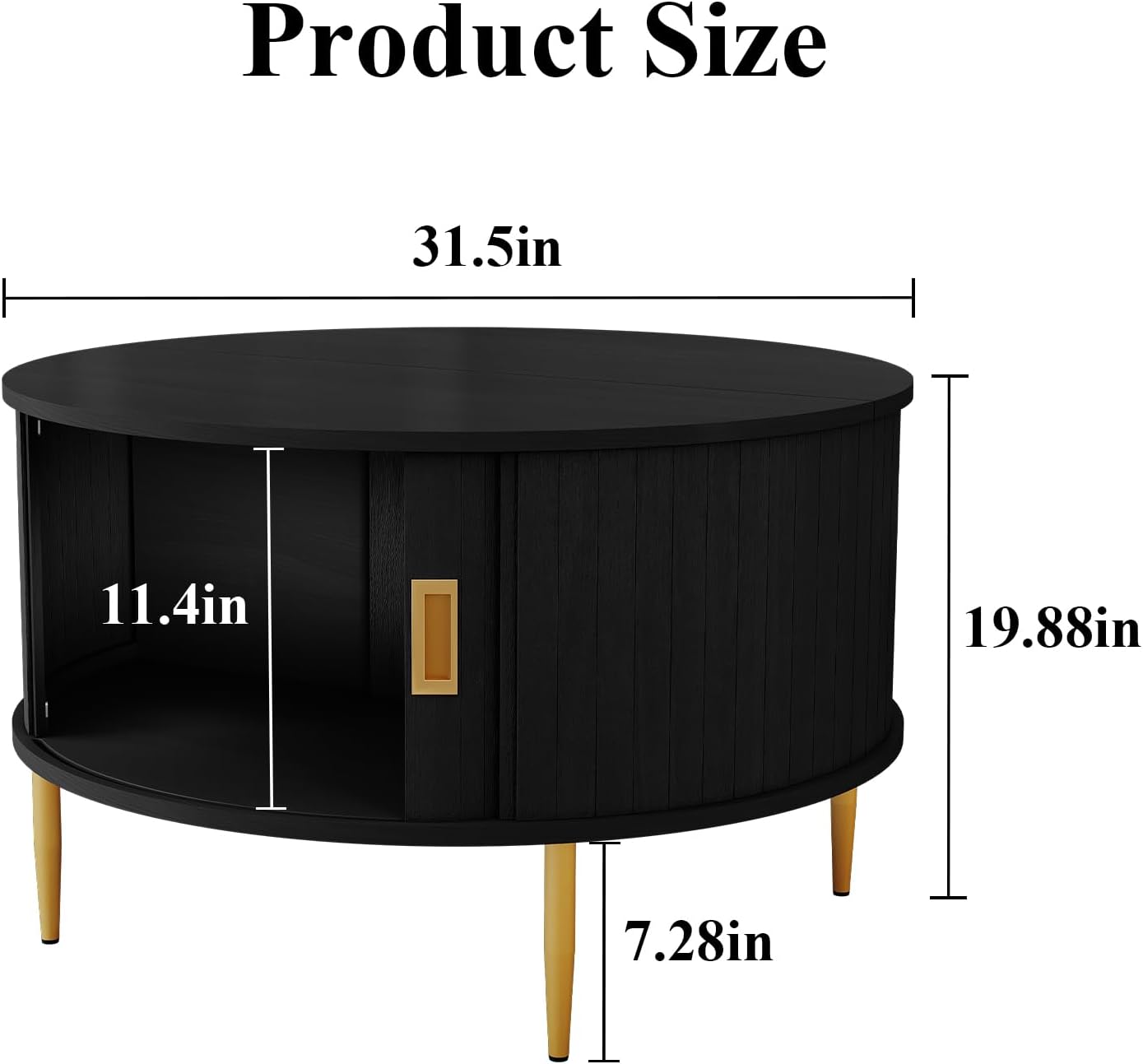 HLR® 31.7" Round Coffee Table with Tambour Door
