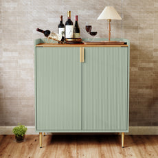 CBJCBJ Modern Wine Cabinet, Home Bar Cabinet with Storage Drawers and Wine Rack, Kitchen Sideboard,Sage Green