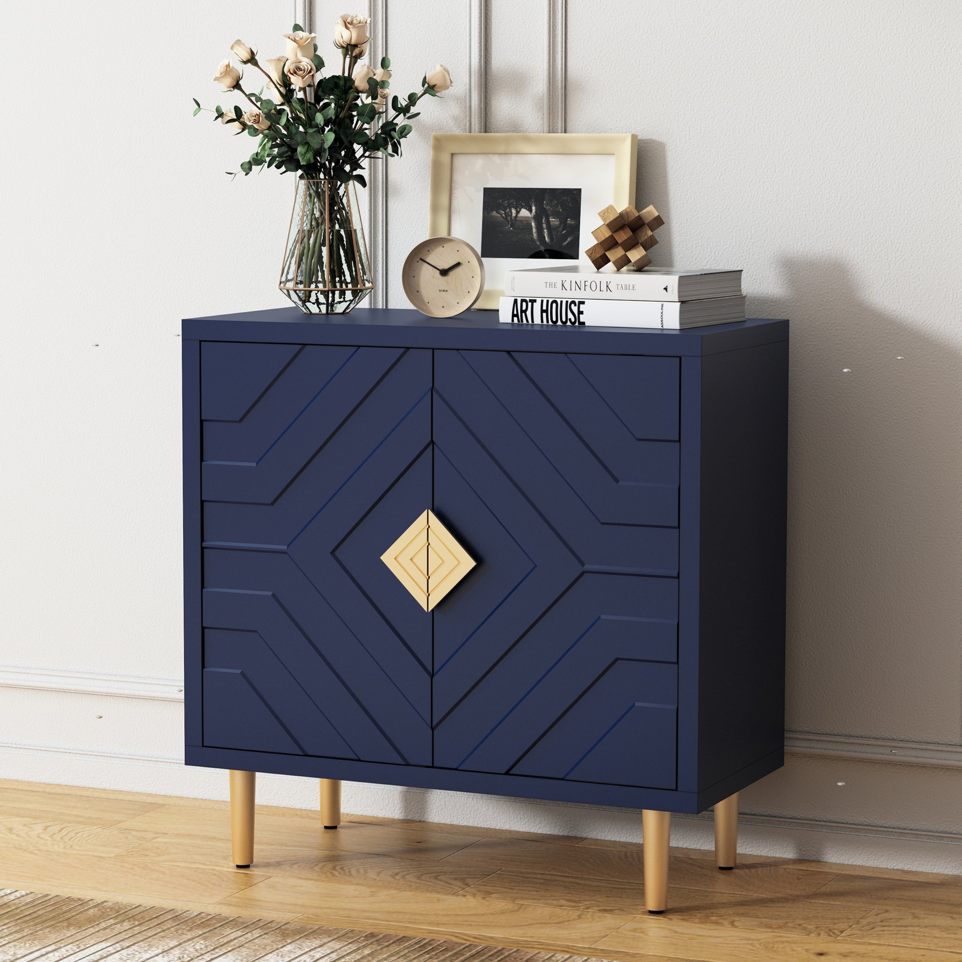 CBJCBJ 31.7" Modern Accent Sideboard Buffet Cabinet with 2 Doors & Shelves, Credenza for Living Room Storage, Blue