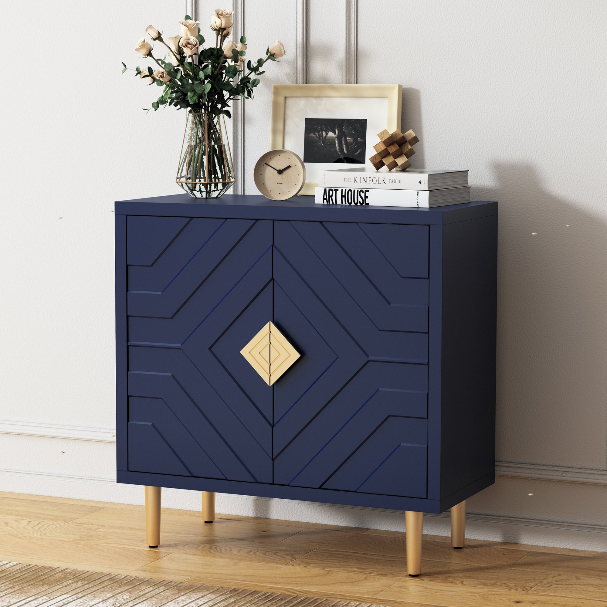 HLR Modern Accent Storage Cabinet with 2 Doors, Kitchen Buffet Sideboard for Dining Room, Blue