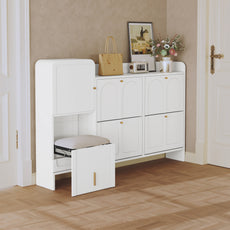 HLR® Modern Large Shoe Cabinet with 4 Flip Drawers