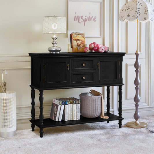 CBJCBJ 42" Farmhouse Console Table , 2 Drawer Narrow Long Entryway Table with Open Storage Shelf , for Living Room
