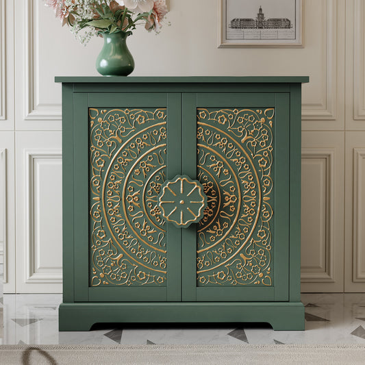 CBJCBJ 31.5" Kitchen Sideboard Buffet Cabinet with 2 Door Storage, Mid-Century Accent Cabinet for Living Room,Green