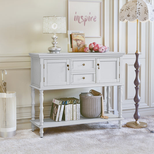 CBJCBJ 42" Farmhouse Console Table , 2 Drawer Narrow Long Entryway Table with Open Storage Shelf , for Living Room