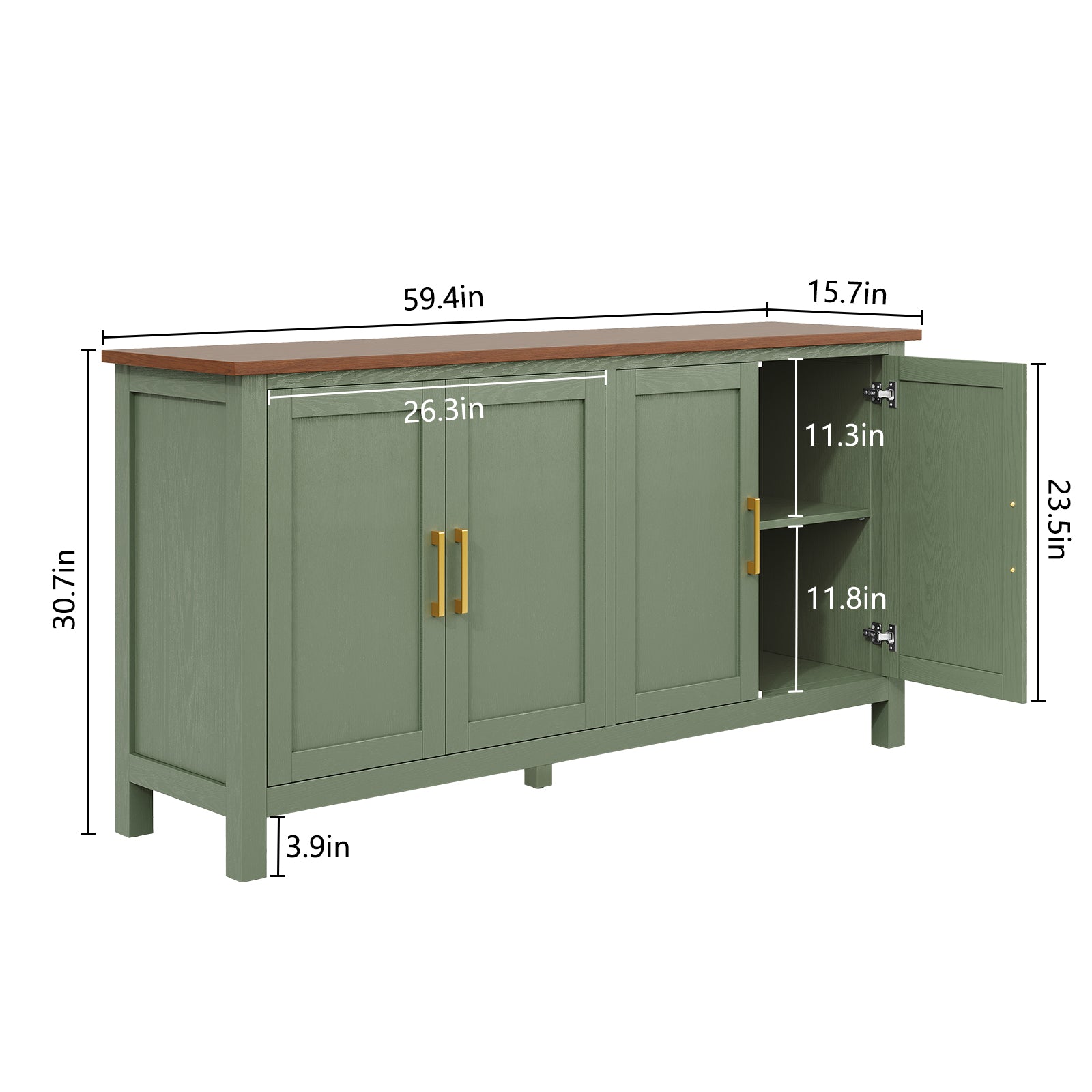CBJCBJ 58” Modern Sideboard Buffet Cabinet, Living Room Accent Cabinet with Storage, for Kitchen,Green