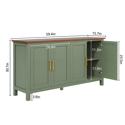 CBJCBJ 58” Modern Sideboard Buffet Cabinet, Living Room Accent Cabinet with Storage, for Kitchen,Green
