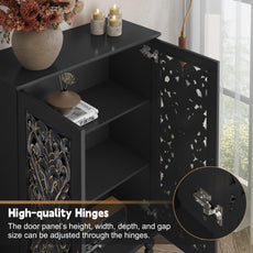 HLR Buffet Cabinet with Storage Accent Sideboard, Modern Hollow 2 Doors Credenza for Dining Room, Black