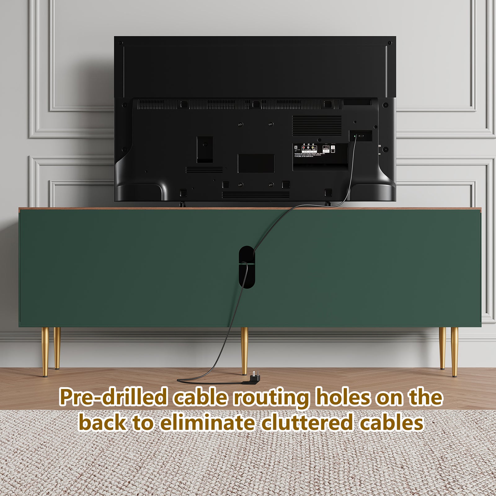 CBJCBJ Modern Fluted 67" TV Stand for 75inch TV with Storage, Entertainment Center for Living Room,Green