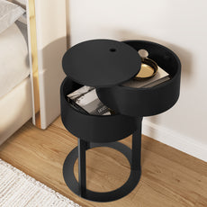 CBJCBJ Modern Round Nightstand with Drawer, 14.2