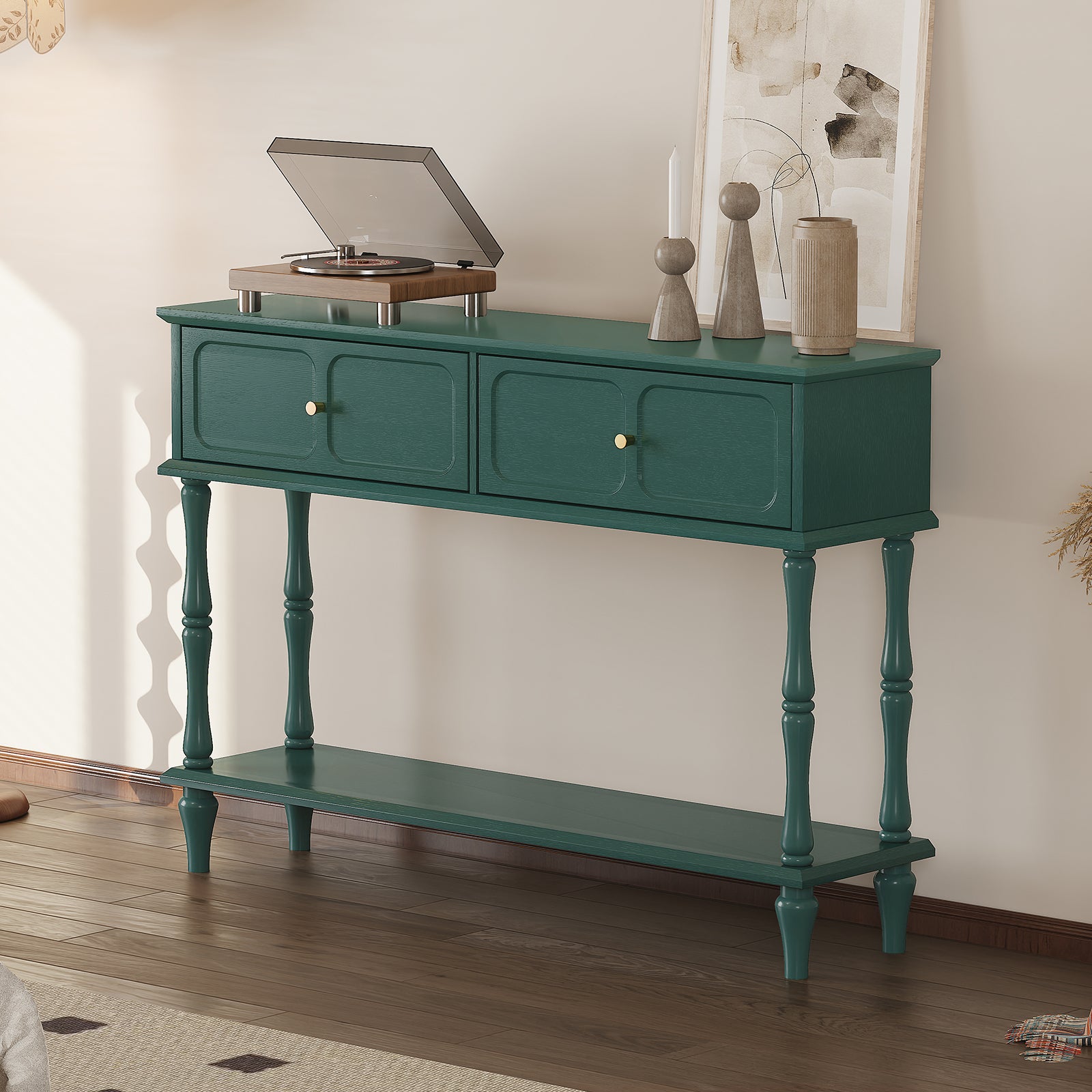 CBJCBJ 47" Mid-Century Console Tables, Entryway Table with Storage for Living Room, Hallway, Green