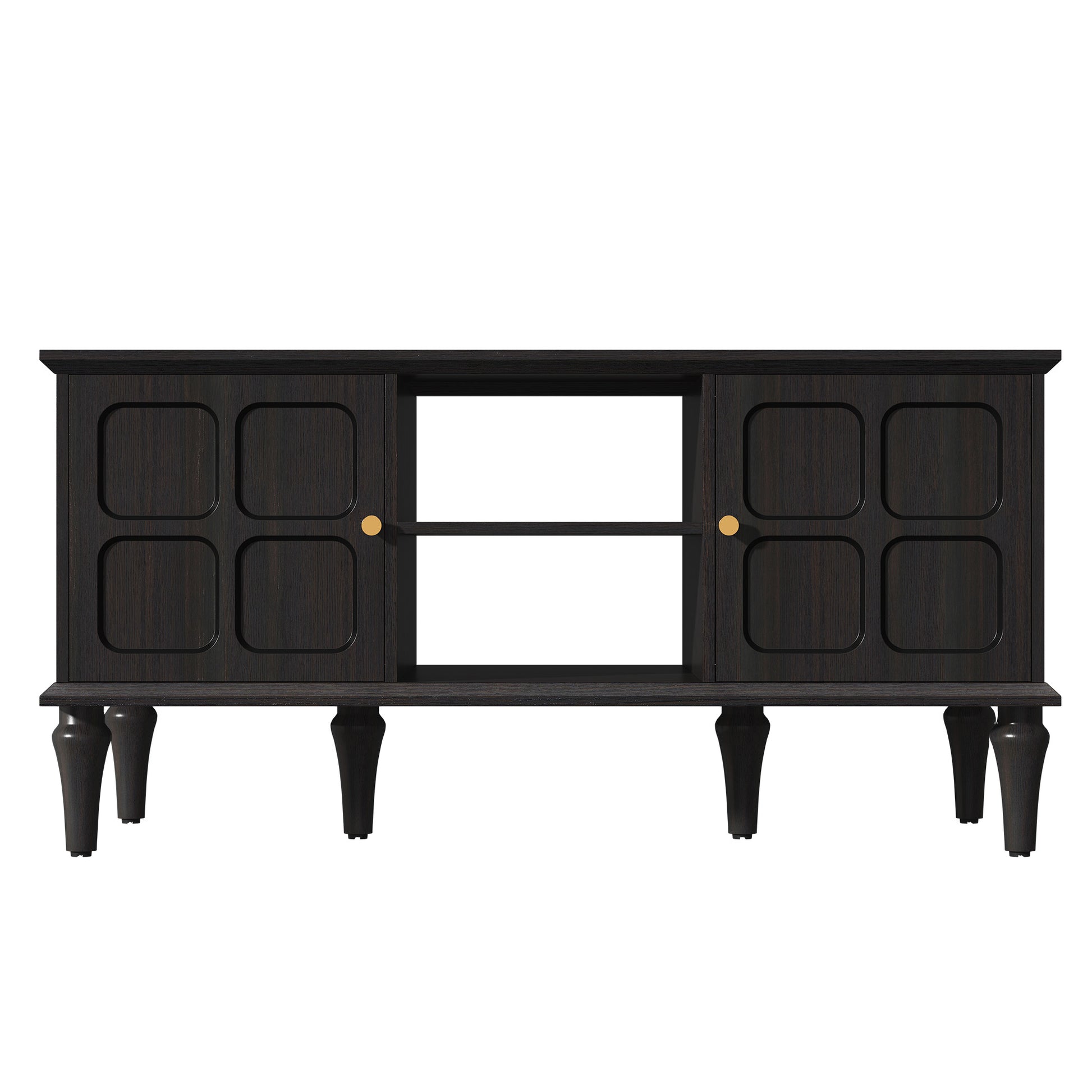 HLR 39.4" Mid Century Coffee Table with Storage, Wood Center Table with Open Shelves for Living Room, Black