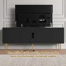 CBJCBJ Modern Fluted 67" TV Stand for 75" TV with Storage, Entertainment Center for Living Room,Black