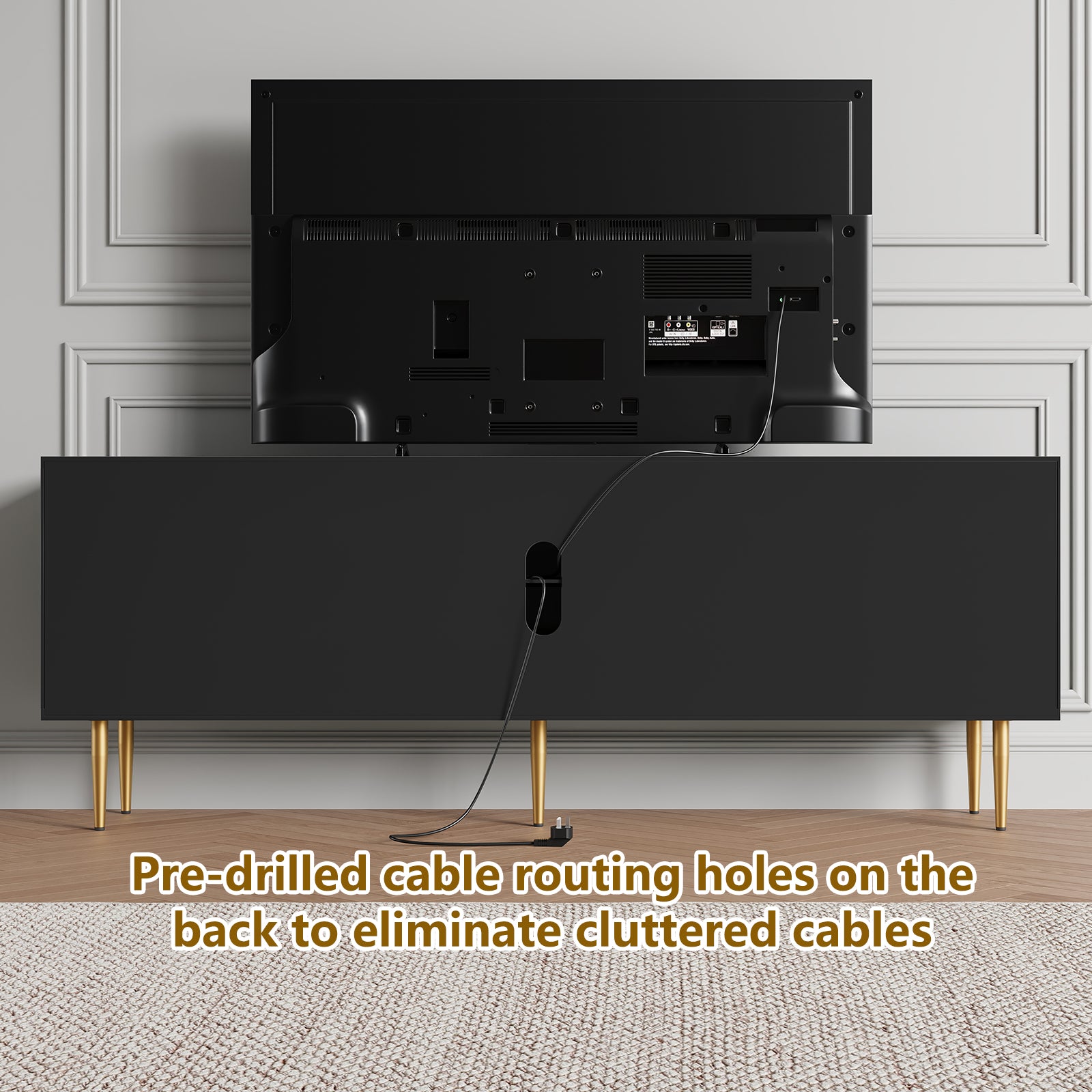 CBJCBJ Modern Fluted 67" TV Stand for 75" TV with Storage, Entertainment Center for Living Room,Black