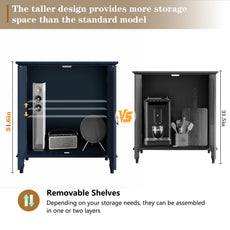 HLR 31.5'' Large Sideboard Buffet Cabinet with Storage, 2 Doors Modern Credenza Table for Living Room, Navy Blue