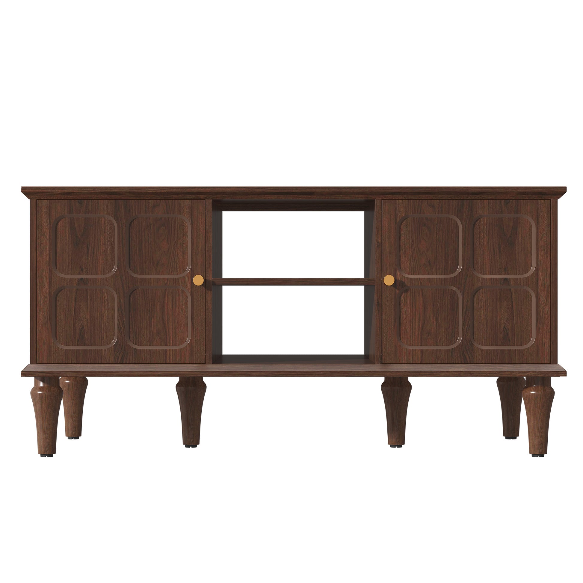 HLR 39.4" Mid Century Coffee Table with Storage, Wood Center Table with Open Shelves for Living Room, Brown