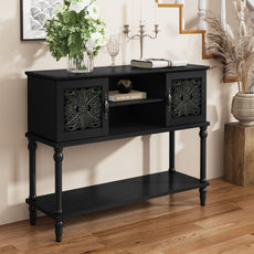 CBJCBJ 42'' Modern Retro Console Table, Entryway Table with Open Storage Shelf , for Living Room,Black