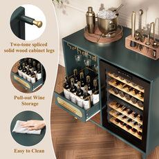 CBJCBJ Modern Wine Bar Cabinet with Ice Bar, Compact Coffee Bar for Dining Room(No Refrigerator Included),Green