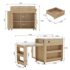 CBJCBJ Kitchen Island with Storage | Expandable Retractable on Wheels 71.65