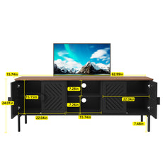 CBJCBJ Modern Mid Century 63" TV Stand for 70" TV with Storage, Entertainment Center for Living Room,Black