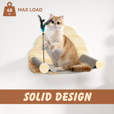 CBJCBJ Solid Wood Cat Wall Mounts Shelves Perches, Sleeping Playing Lounging Climbing Wall-mounted Cat Tree House for Cat