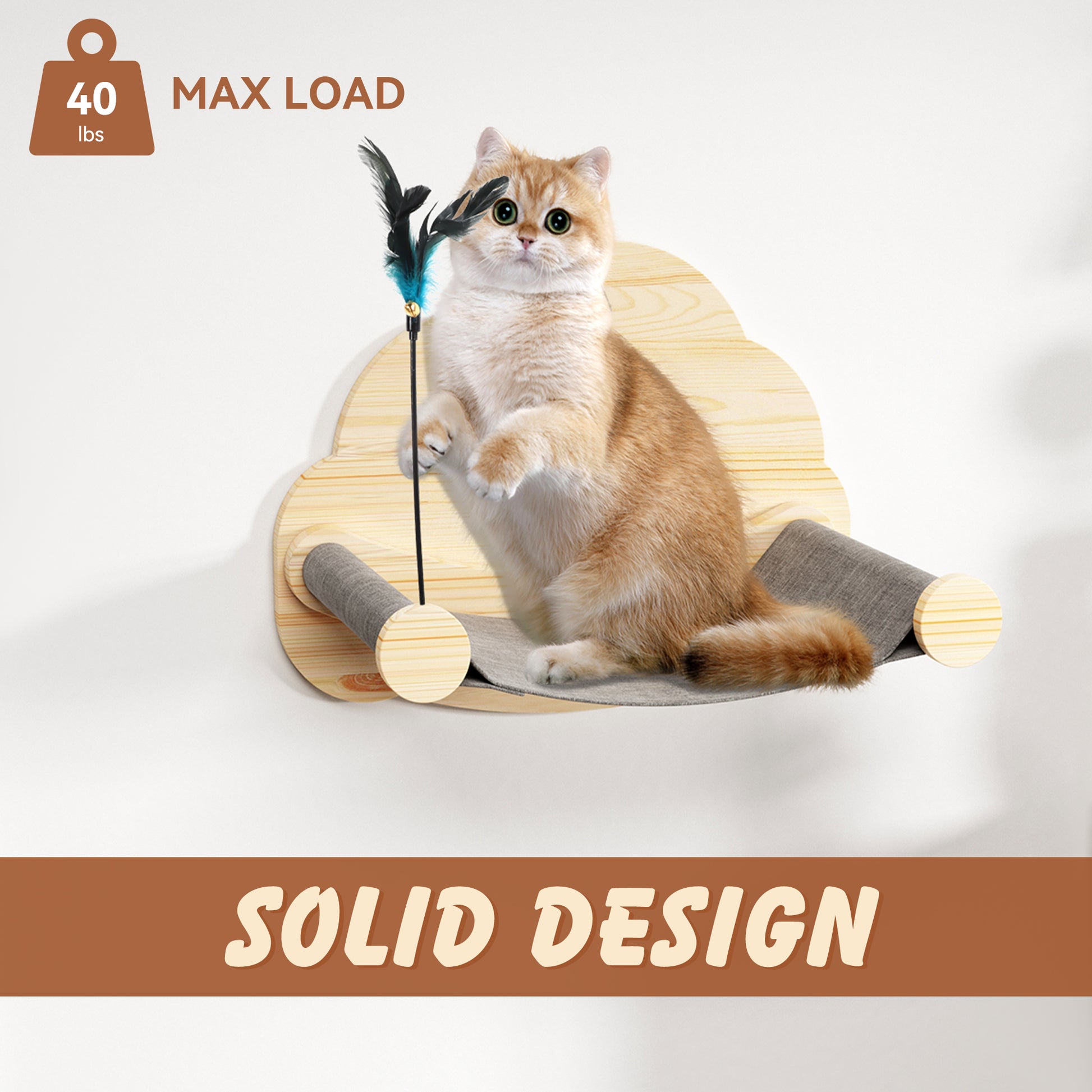 CBJCBJ Solid Wood Cat Wall Mounts Shelves Perches, Sleeping Playing Lounging Climbing Wall-mounted Cat Tree House for Cat