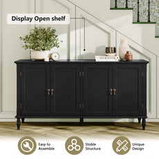 CBJCBJ 58" Retro Sideboard Buffet Cabinet with Storage, Accent Cabinet for Kitchen, Living Room,Black